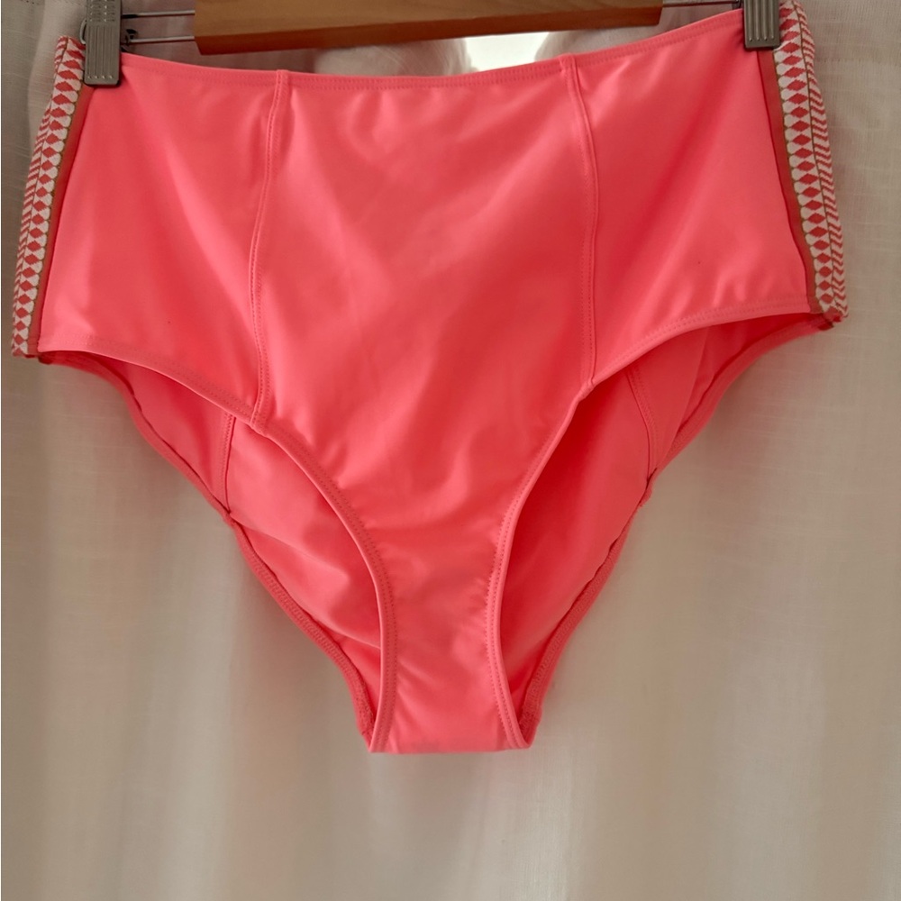 Lemlem Coral Lena High-Waisted Bikini Bottoms with back bow and side detail